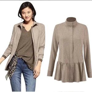 CAbi Tan Weekend Peplum Topper Zip-up